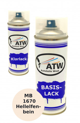 Autolack für Mercedes Benz 1670 Hellelfenbein +400ml Klarlack Set